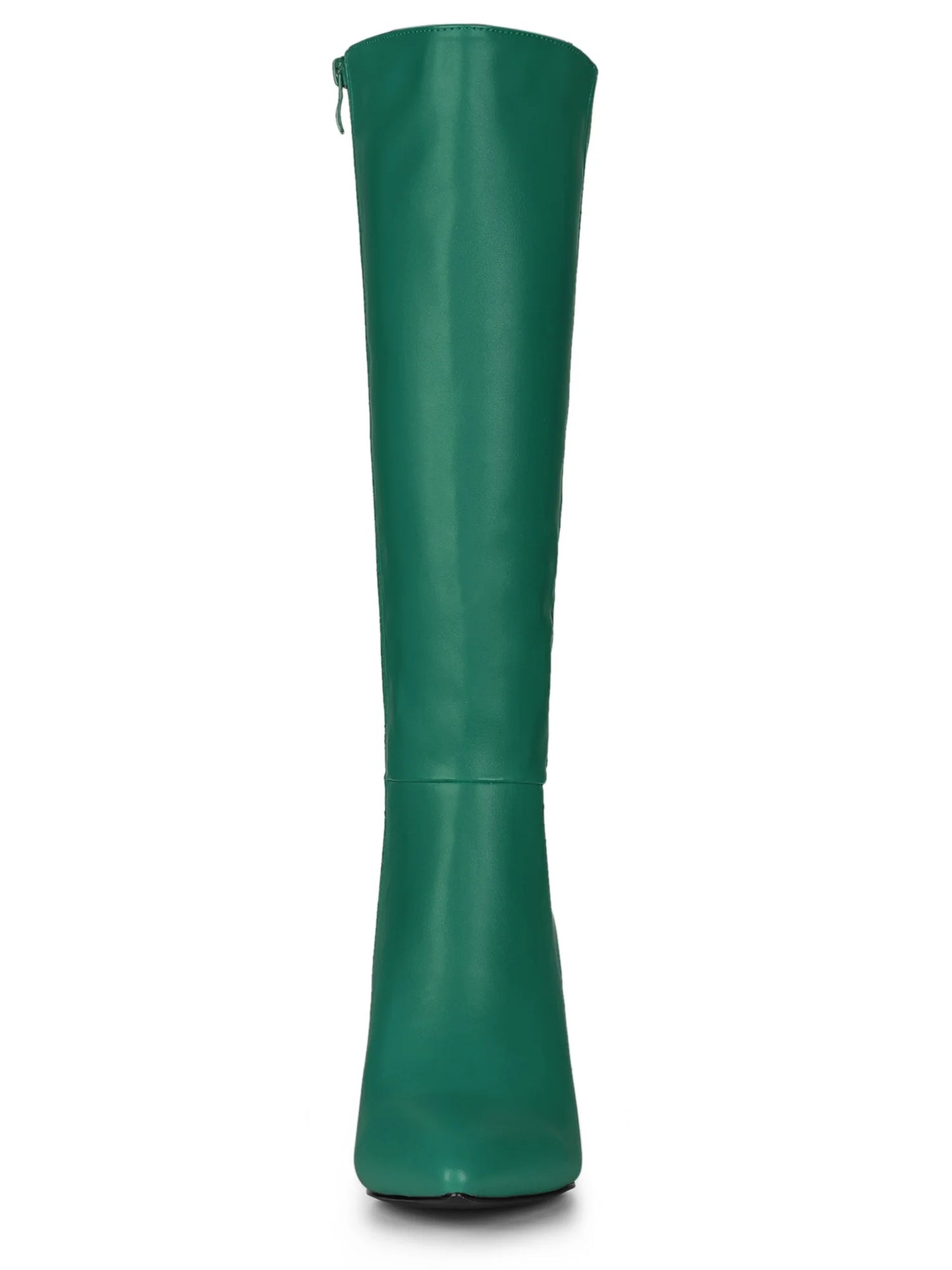 Women Pointed Toe Side Zipper Stiletto Heel Knee High Boots Silver 9