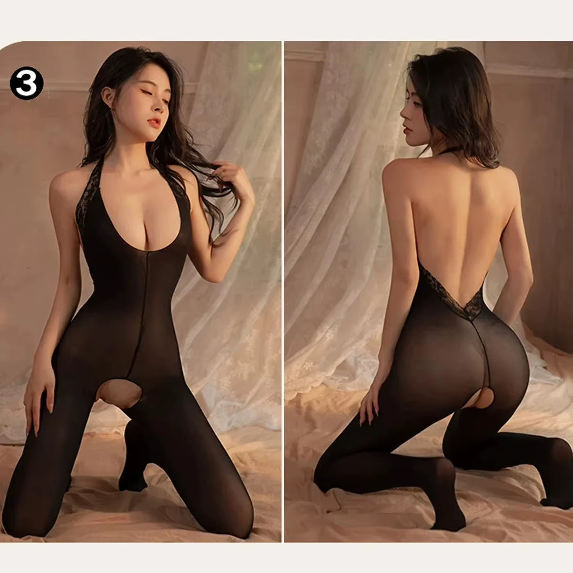 Crotchless Bodysuits Transparent Bodystocking for Sex Bold Body Suit Open Bra Outfits Erotic Costumes Sexy Fishnet Lingerie