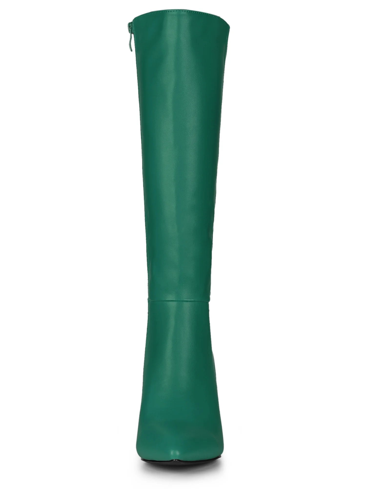 Women Pointed Toe Side Zipper Stiletto Heel Knee High Boots Silver 9